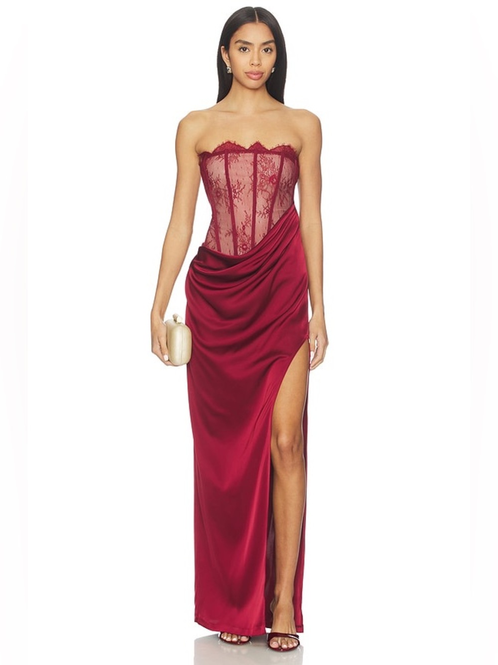 NBD Nalani Corset Maxi Dress in Oxblood